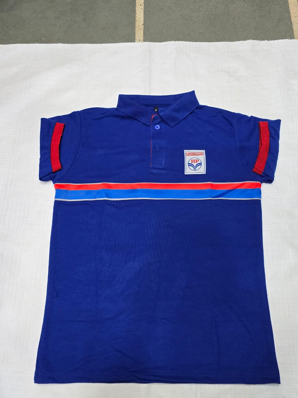 HP Polo T-Shirt (Blue / Red Stripes)