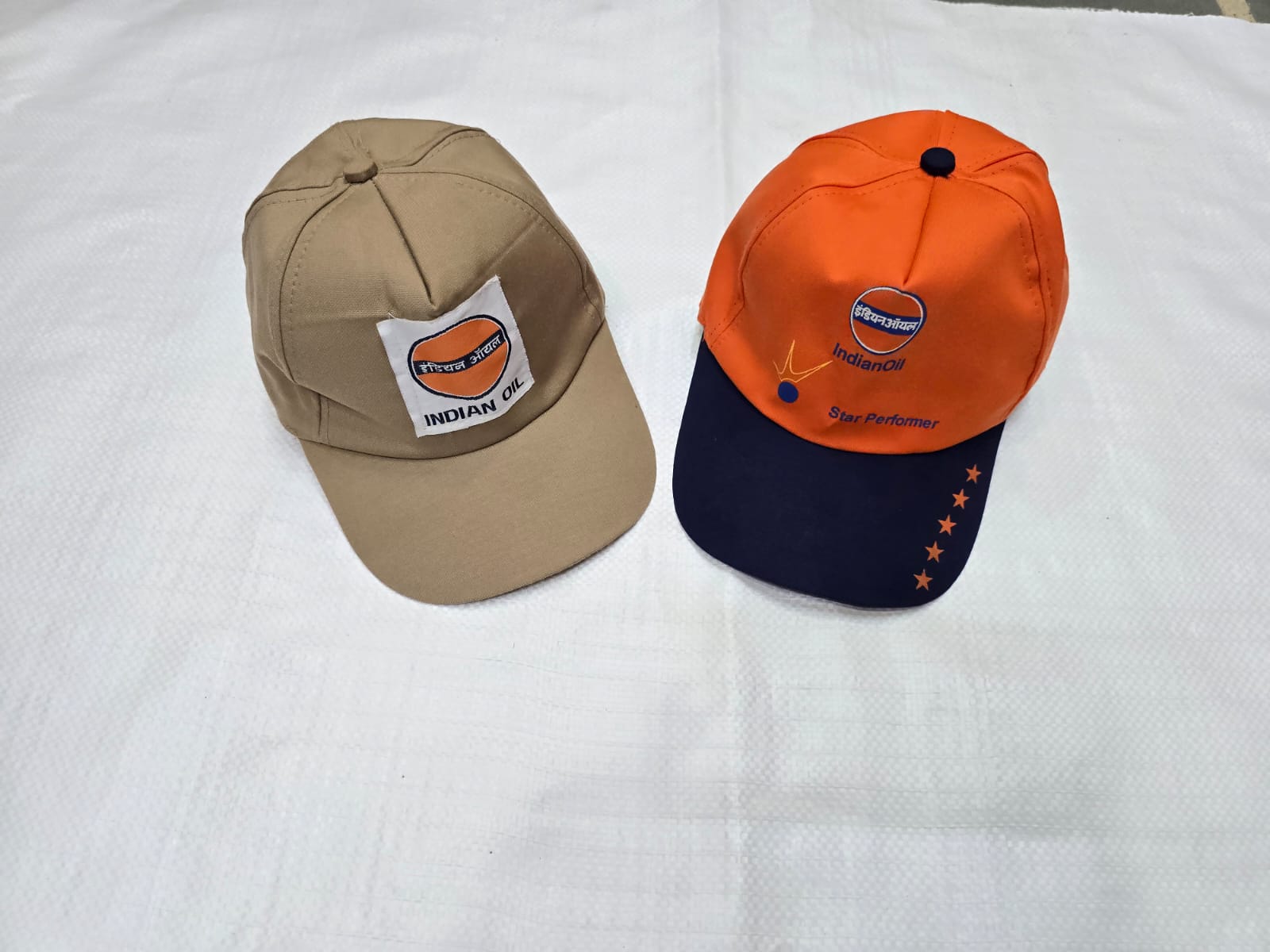 Indian Oil Caps (Khaki & Orange/Navy)