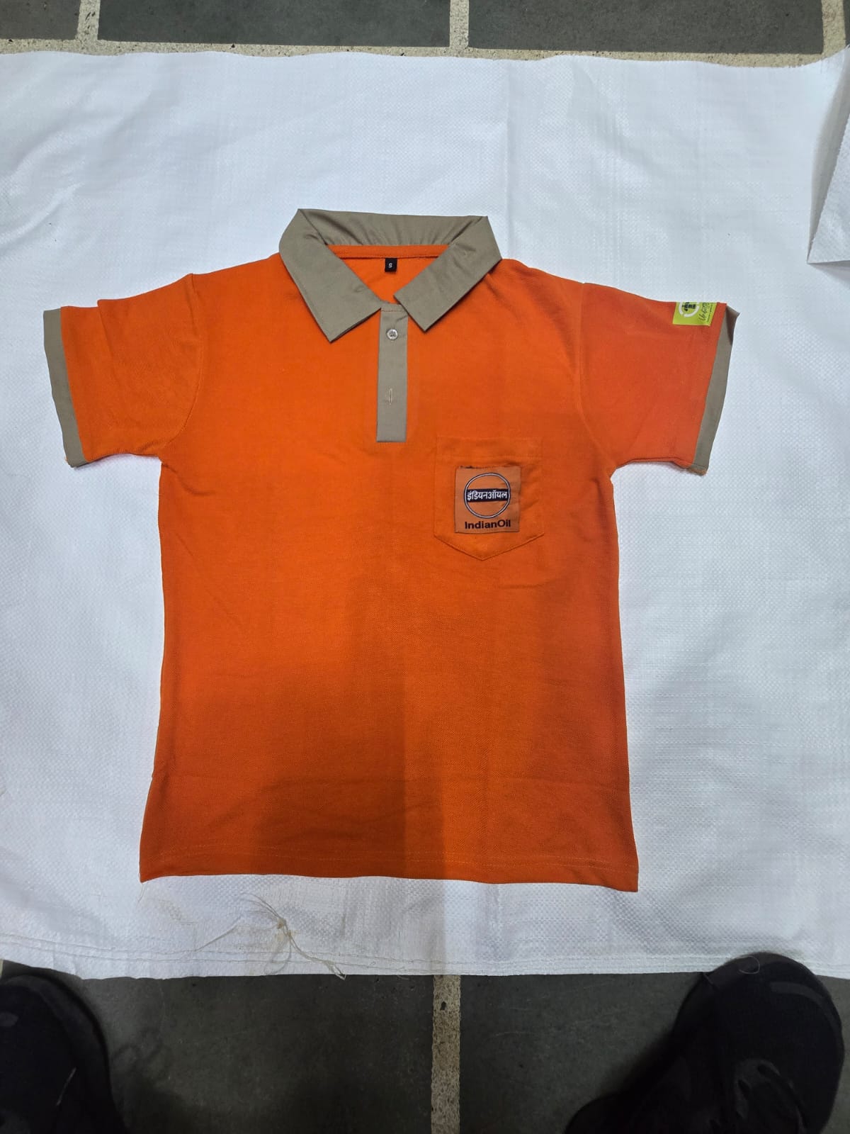 Indian Oil Polo T-Shirt (Orange / Khaki Collar)