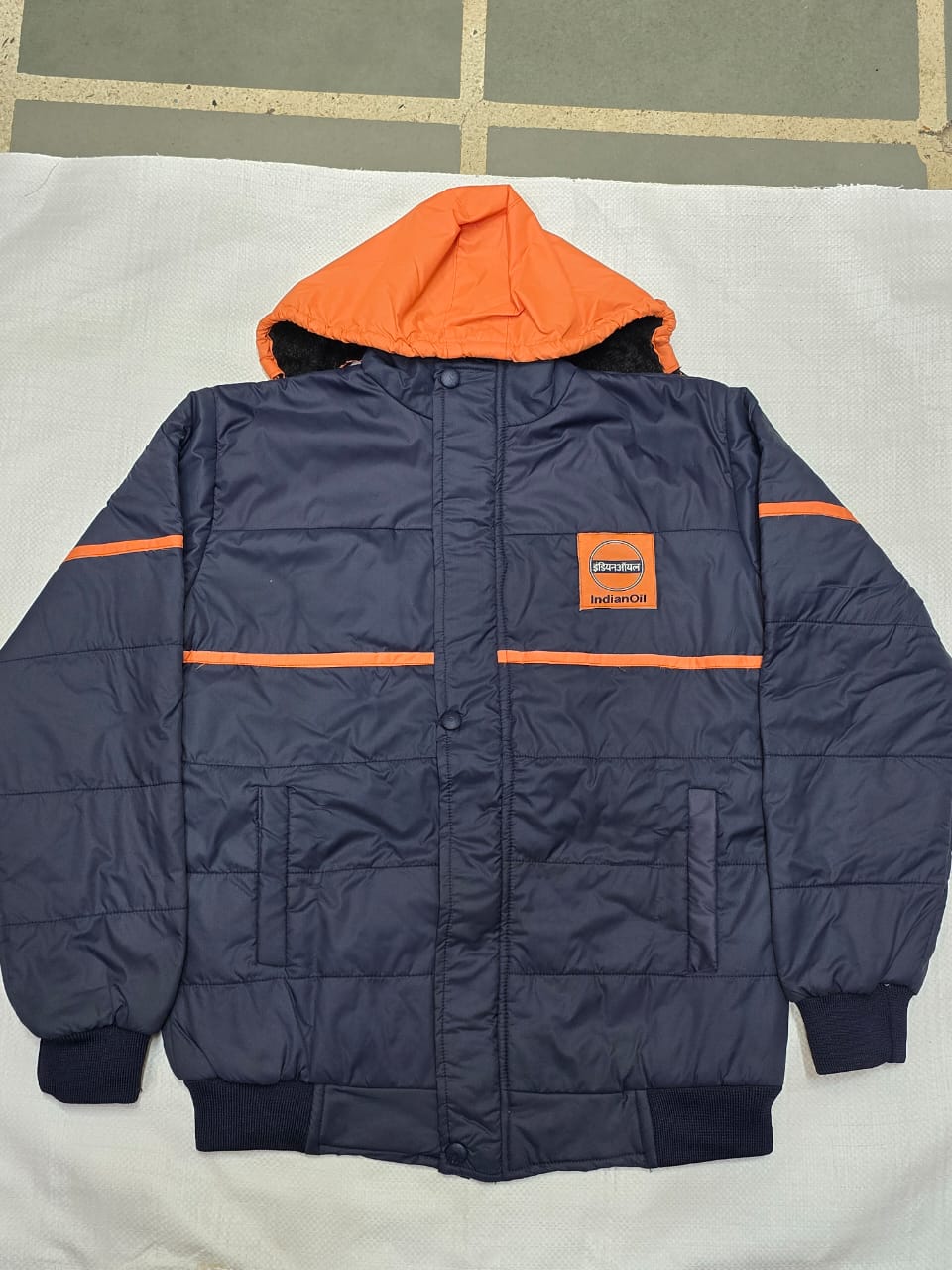 Indian Oil Winter Jacket (Navy / Orange, Hooded)